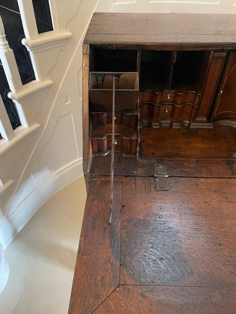 Antique 17th Century Quality Oak Bureau with Outstanding Interior - Image 12