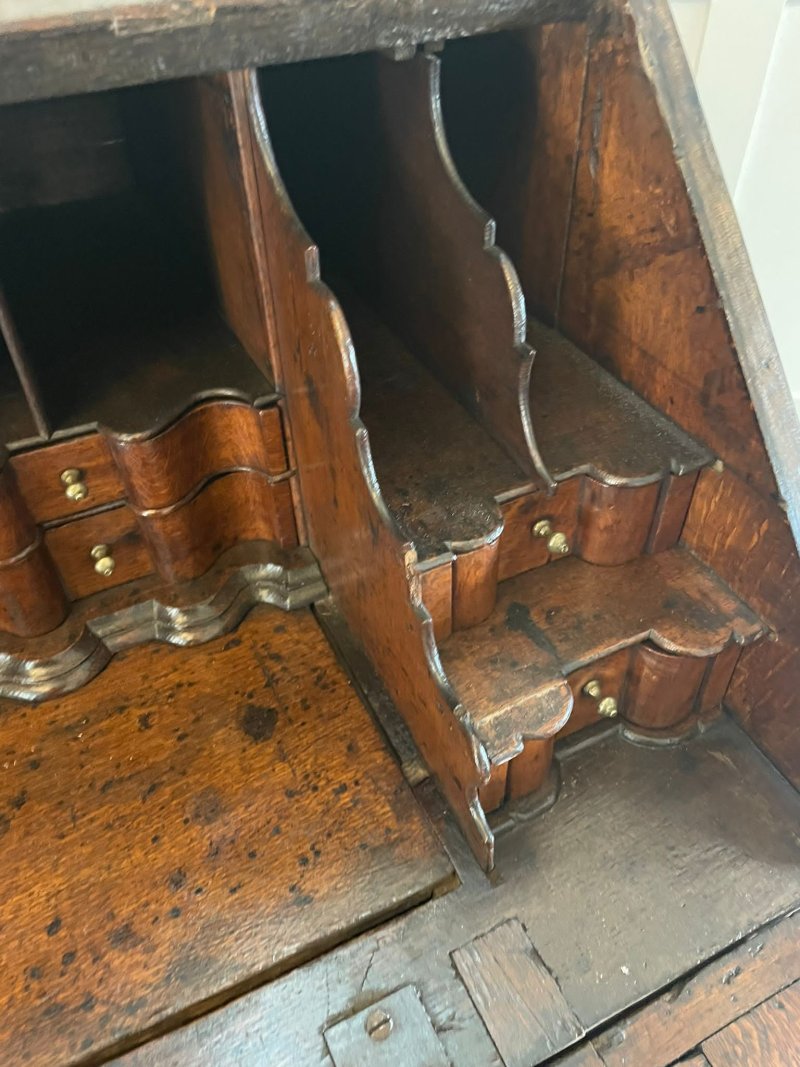 Antique 17th Century Quality Oak Bureau with Outstanding Interior - Image 10
