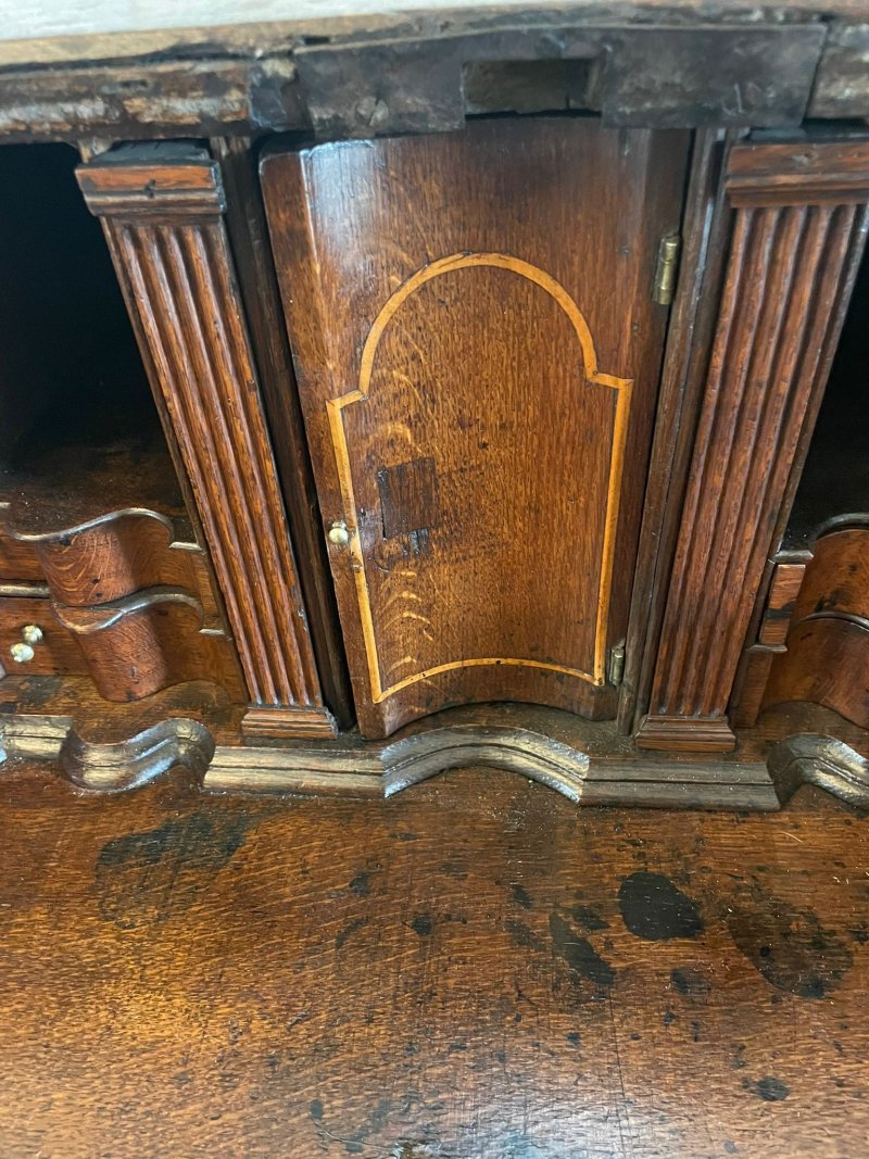 Antique 17th Century Quality Oak Bureau with Outstanding Interior - Image 25