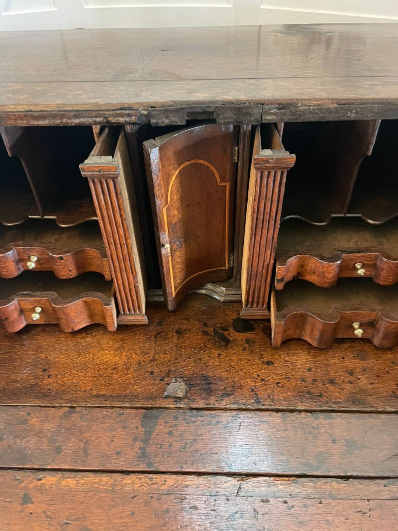 Antique 17th Century Quality Oak Bureau with Outstanding Interior - Image 19