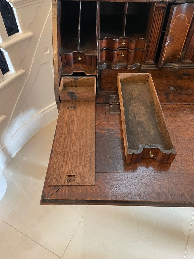 Antique 17th Century Quality Oak Bureau with Outstanding Interior - Image 15