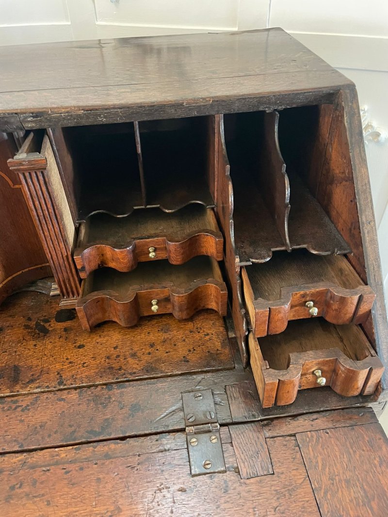 Antique 17th Century Quality Oak Bureau with Outstanding Interior - Image 18