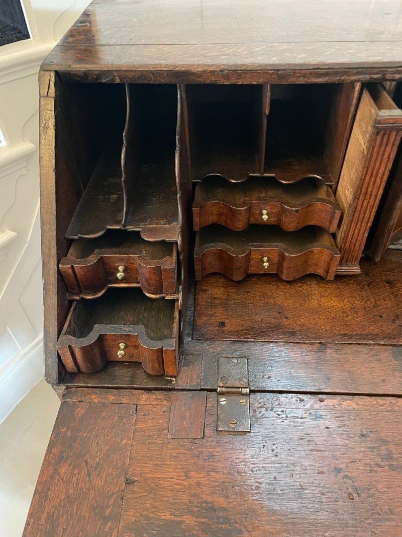 Antique 17th Century Quality Oak Bureau with Outstanding Interior - Image 17