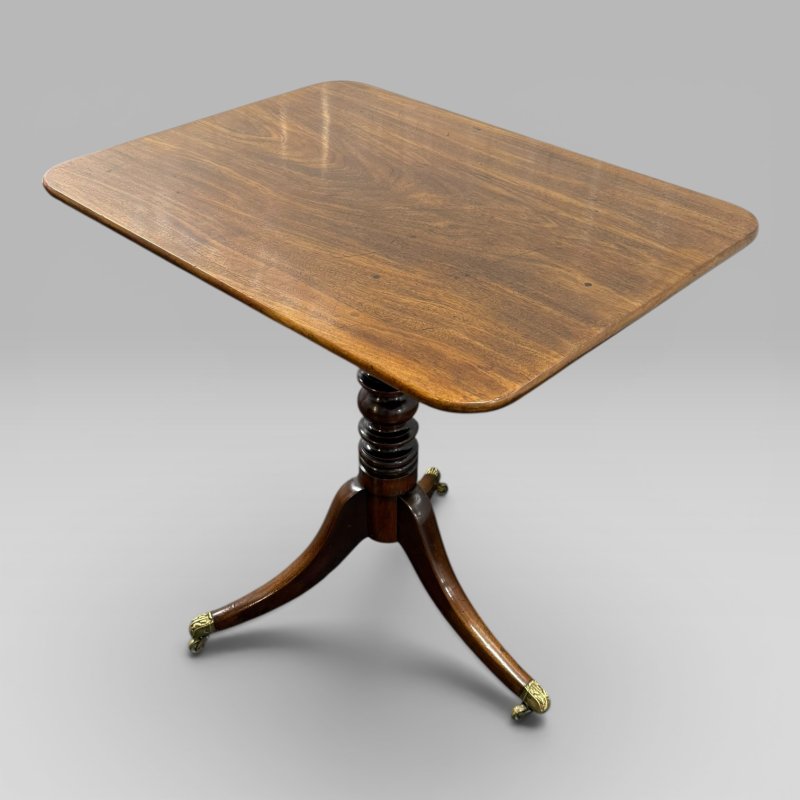 Antique Regency Mahogany Tilt Top Occasional Table with Brass Casters - Image 2