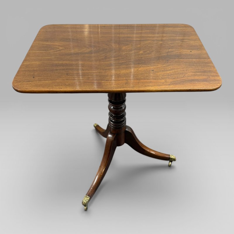 Antique Regency Mahogany Tilt Top Occasional Table with Brass Casters - Image 3