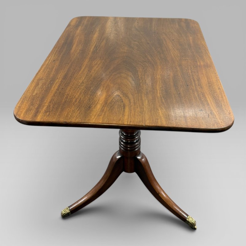 Antique Regency Mahogany Tilt Top Occasional Table with Brass Casters - Image 4
