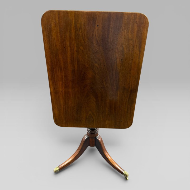 Antique Regency Mahogany Tilt Top Occasional Table with Brass Casters - Image 5