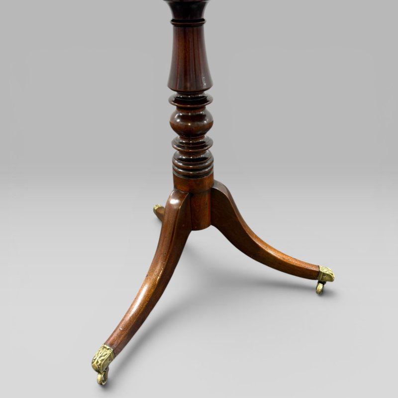Antique Regency Mahogany Tilt Top Occasional Table with Brass Casters - Image 7