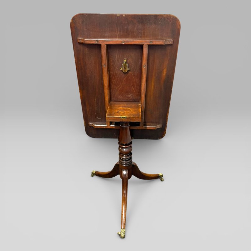 Antique Regency Mahogany Tilt Top Occasional Table with Brass Casters - Image 8