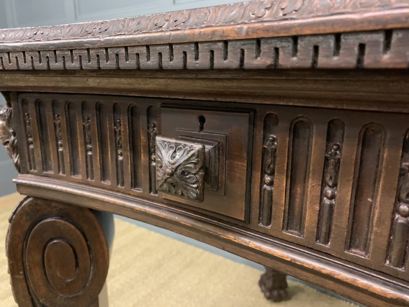 Chippendale Style Carved Mahogany Writing Table - Image 6
