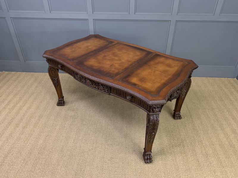 Chippendale Style Carved Mahogany Writing Table - Image 5