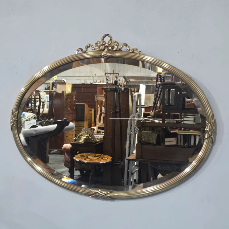 Victorian Oval Brass Mirror - Image 2