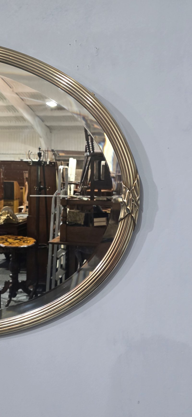 Victorian Oval Brass Mirror - Image 3