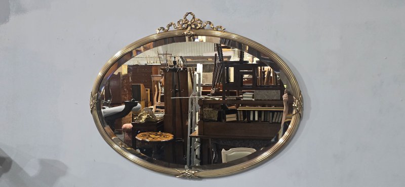 Victorian Oval Brass Mirror - Image 5