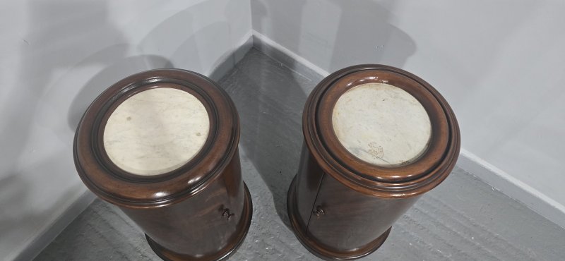 Pair Cyndrical Mahogany Bedside Cabinets - Image 7