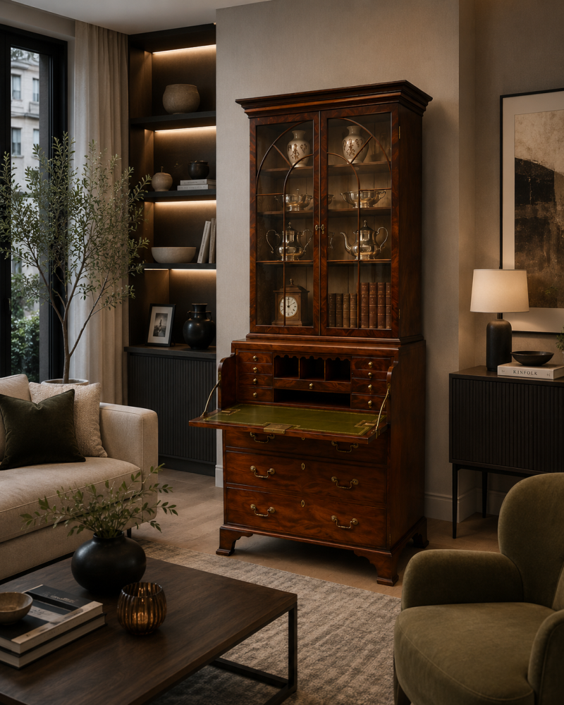 Antique Gillows Mahogany Secretaire Bookcase Georgian Astragal Glazed Library Cabinet - Image 2