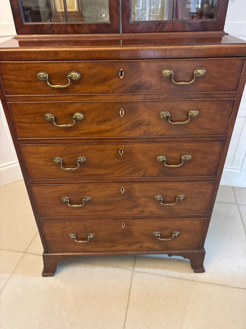 Antique Gillows Mahogany Secretaire Bookcase Georgian Astragal Glazed Library Cabinet - Image 13