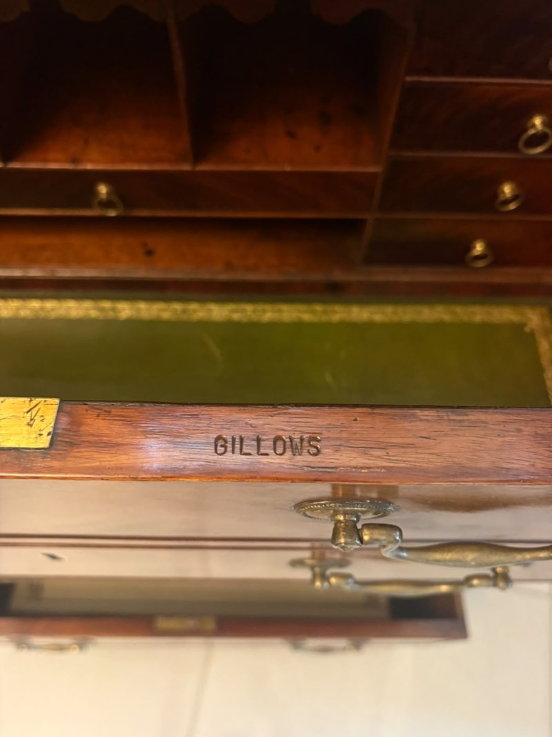 Antique Gillows Mahogany Secretaire Bookcase Georgian Astragal Glazed Library Cabinet - Image 9