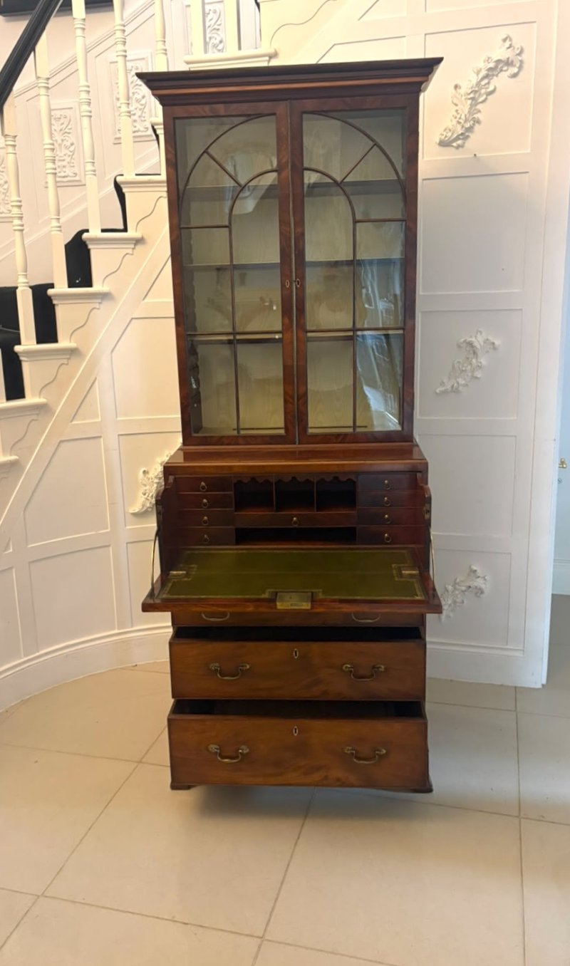 Antique Gillows Mahogany Secretaire Bookcase Georgian Astragal Glazed Library Cabinet - Image 3