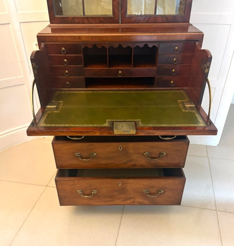 Antique Gillows Mahogany Secretaire Bookcase Georgian Astragal Glazed Library Cabinet - Image 8