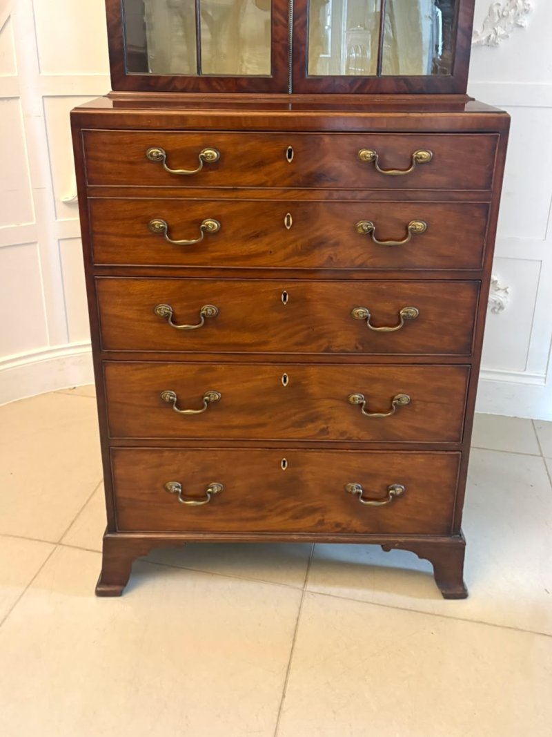 Antique Gillows Mahogany Secretaire Bookcase Georgian Astragal Glazed Library Cabinet - Image 27