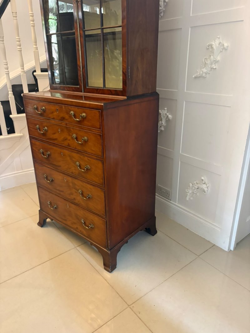 Antique Gillows Mahogany Secretaire Bookcase Georgian Astragal Glazed Library Cabinet - Image 12