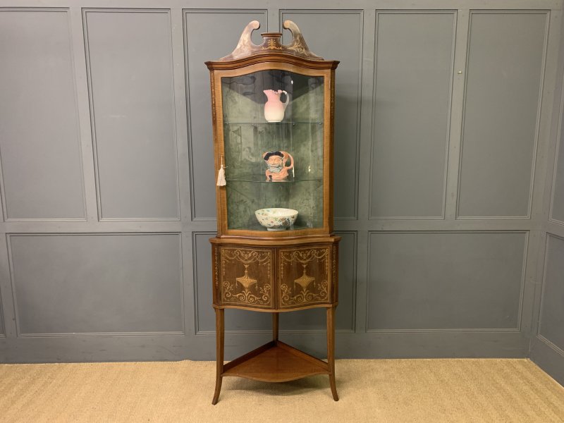 Inlaid Mahogany Corner Cabinet - Image 8