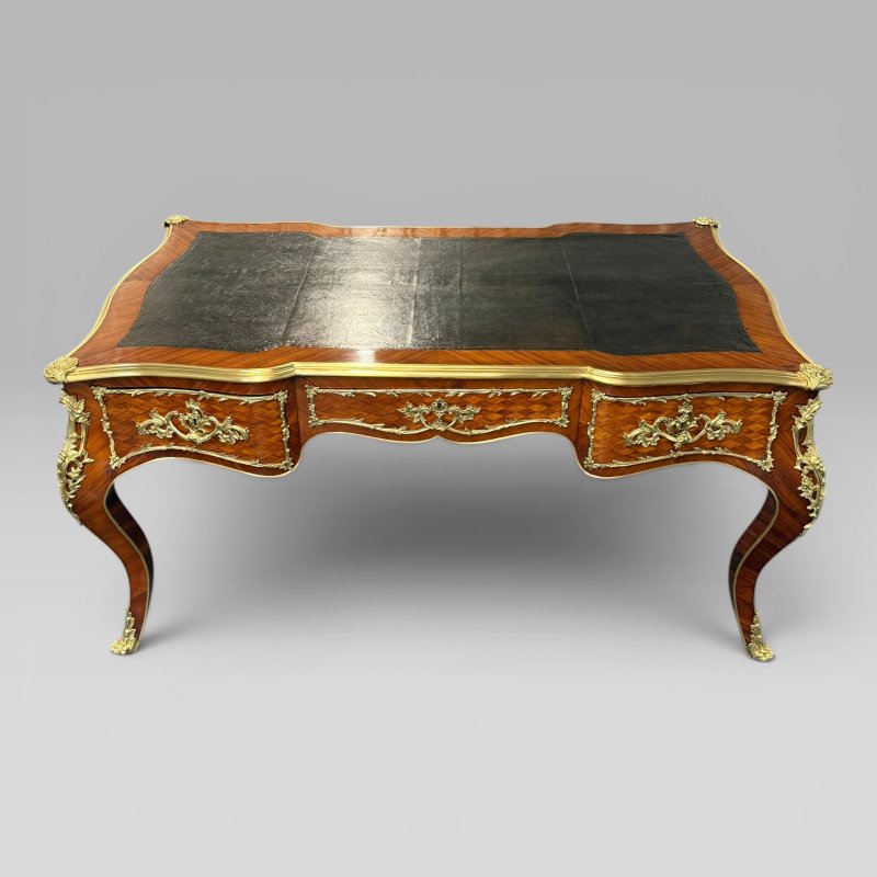 Antique Kingwood Parquetry & Ormolu Mounted Bureau Plat in the Louis XV Style - Image 2