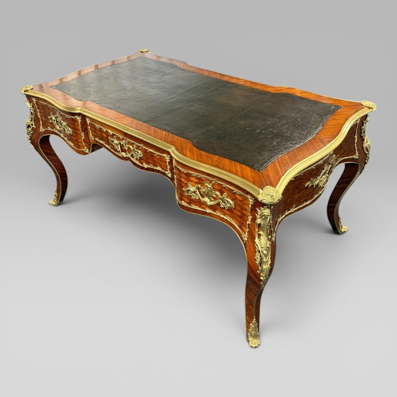 Antique Kingwood Parquetry & Ormolu Mounted Bureau Plat in the Louis XV Style - Image 3