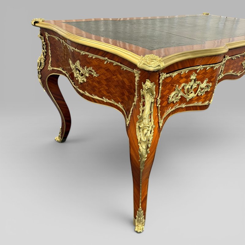 Antique Kingwood Parquetry & Ormolu Mounted Bureau Plat in the Louis XV Style - Image 5