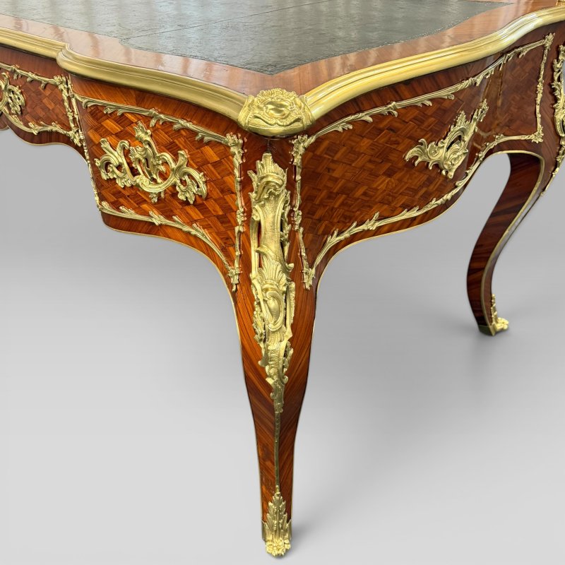 Antique Kingwood Parquetry & Ormolu Mounted Bureau Plat in the Louis XV Style - Image 6