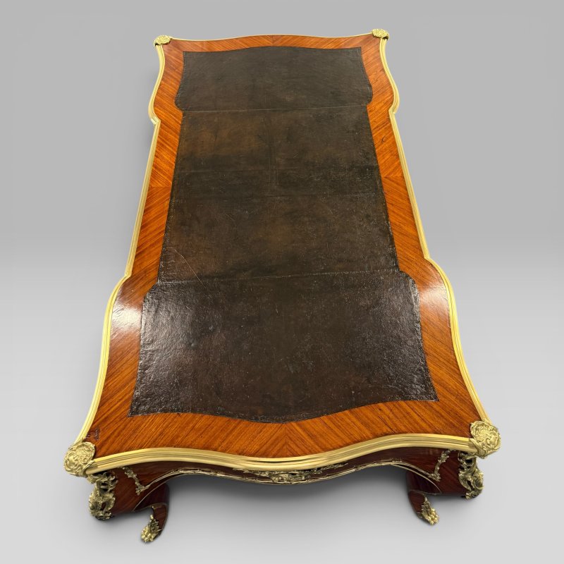 Antique Kingwood Parquetry & Ormolu Mounted Bureau Plat in the Louis XV Style - Image 8