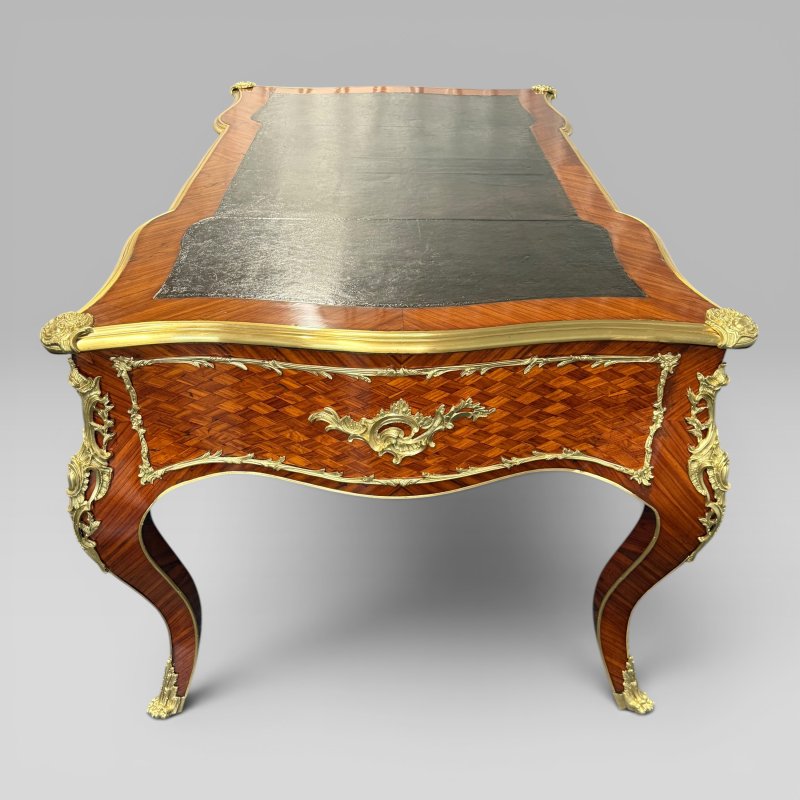 Antique Kingwood Parquetry & Ormolu Mounted Bureau Plat in the Louis XV Style - Image 7