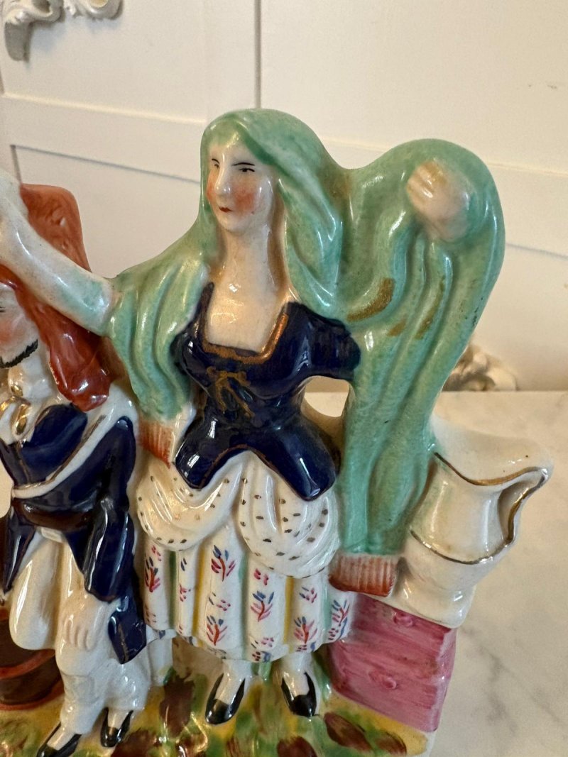 Antique Victorian Staffordshire Pottery Highland Jessie Flatback Figure - Image 4