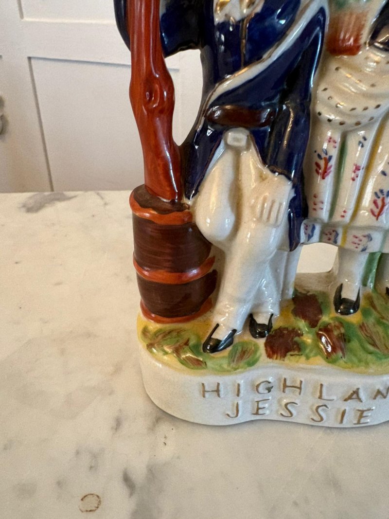Antique Victorian Staffordshire Pottery Highland Jessie Flatback Figure - Image 3