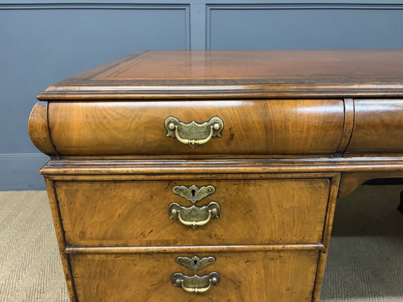 Burr Walnut Partners Pedestal Desk by Maple & Co. - Image 6