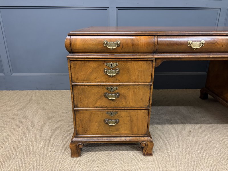 Burr Walnut Partners Pedestal Desk by Maple & Co. - Image 8