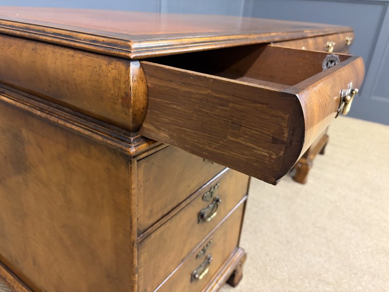 Burr Walnut Partners Pedestal Desk by Maple & Co. - Image 5