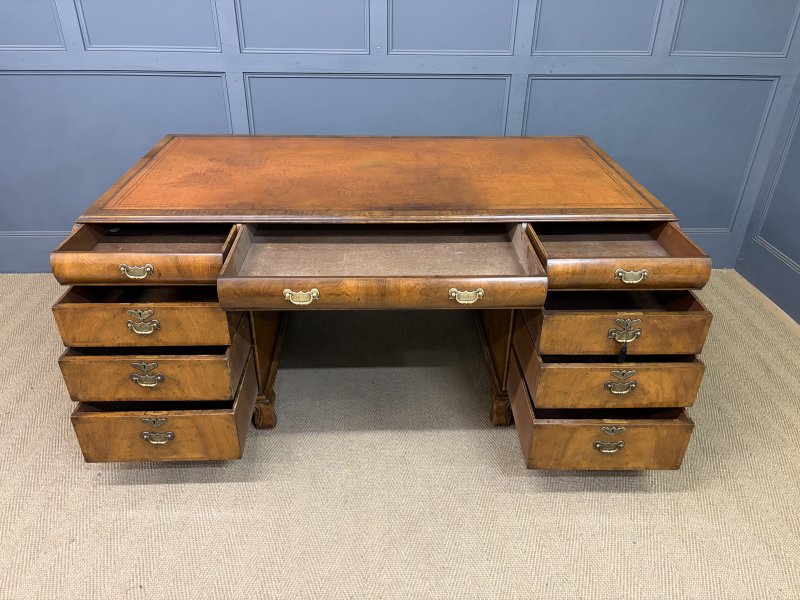 Burr Walnut Partners Pedestal Desk by Maple & Co. - Image 10