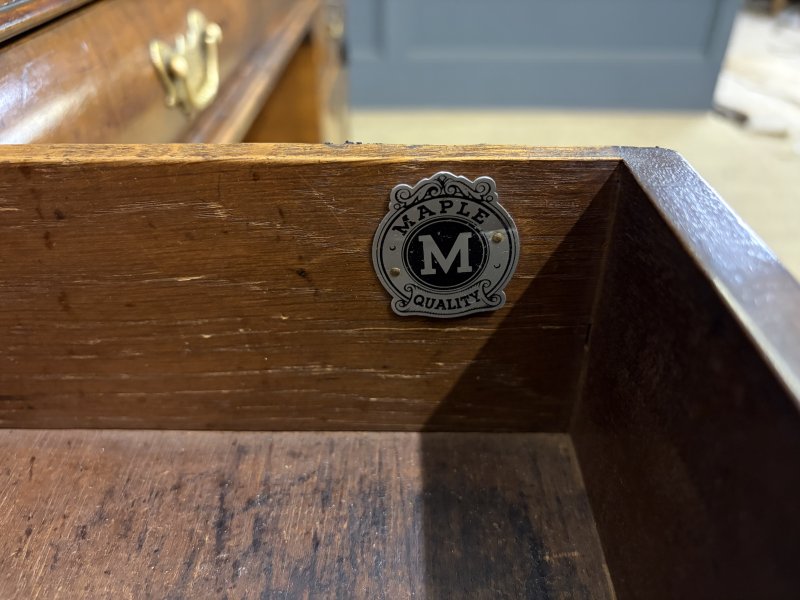 Burr Walnut Partners Pedestal Desk by Maple & Co. - Image 4