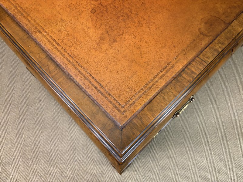 Burr Walnut Partners Pedestal Desk by Maple & Co. - Image 14