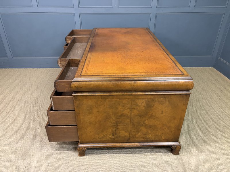 Burr Walnut Partners Pedestal Desk by Maple & Co. - Image 9