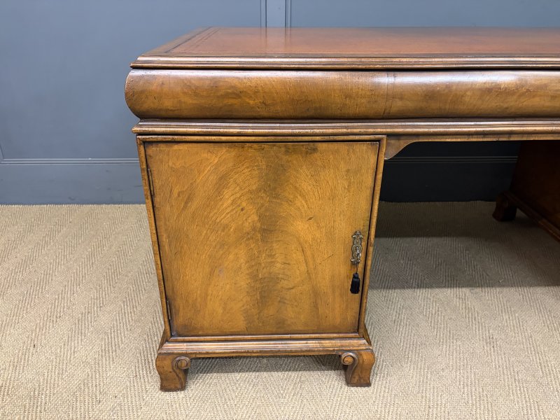 Burr Walnut Partners Pedestal Desk by Maple & Co. - Image 13