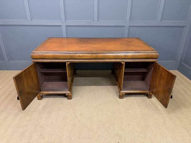 Burr Walnut Partners Pedestal Desk by Maple & Co. - Image 3