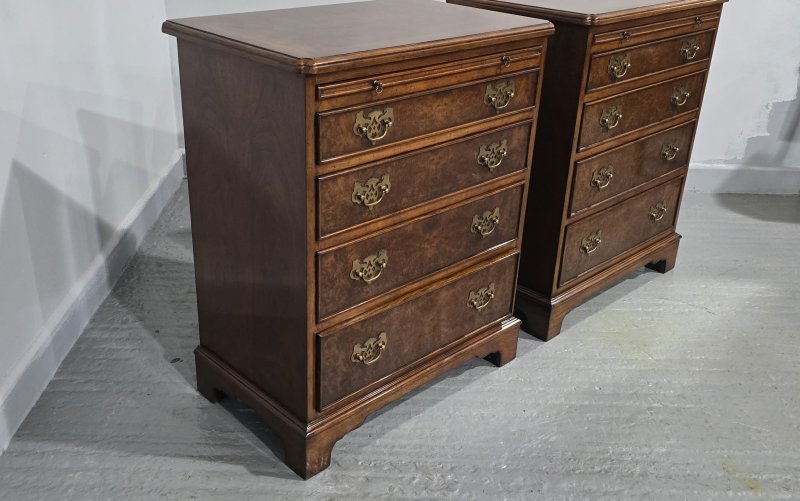 Excellent Pair Burr Walnut Chests of Drawers - Image 10