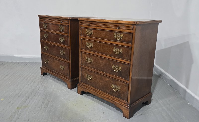 Excellent Pair Burr Walnut Chests of Drawers - Image 9