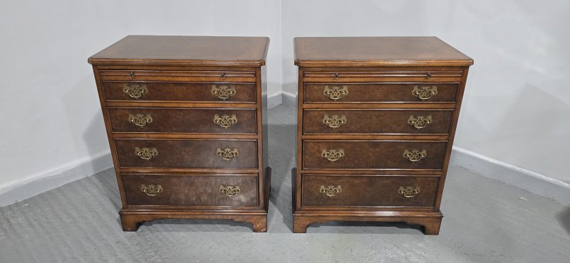 Excellent Pair Burr Walnut Chests of Drawers - Image 12