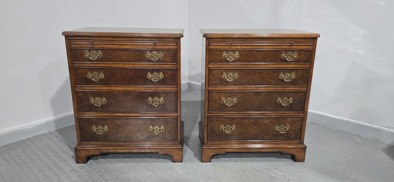 Excellent Pair Burr Walnut Chests of Drawers - Image 8