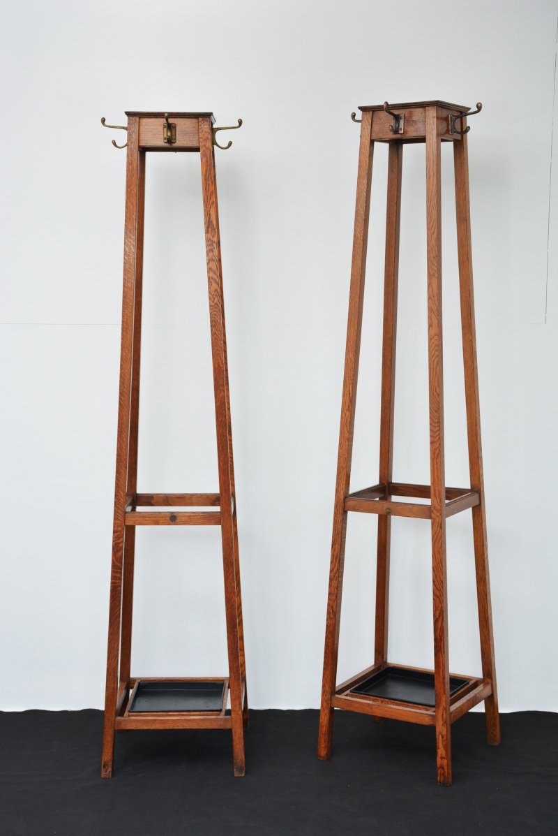 Pair of English Solid Oak Hall Stands by Astrola c1930