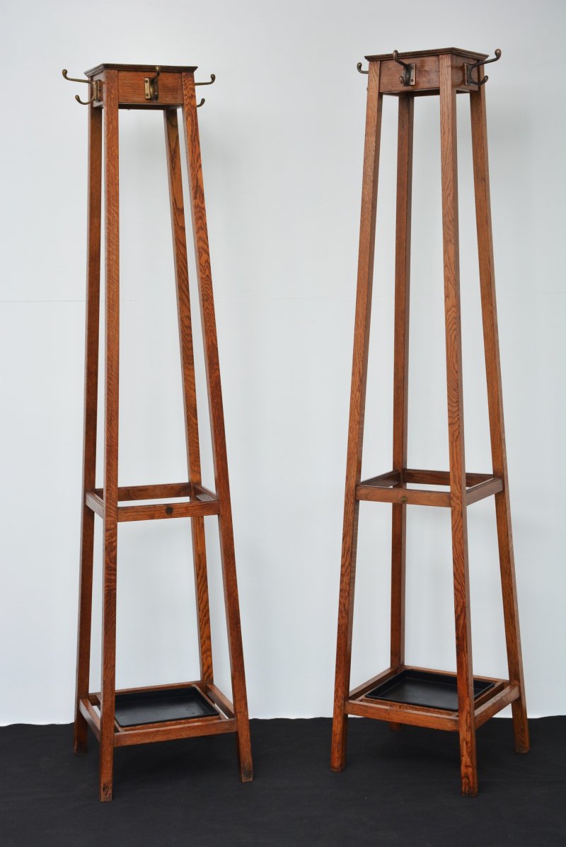 Pair of English Solid Oak Hall Stands by Astrola c1930 - Image 2